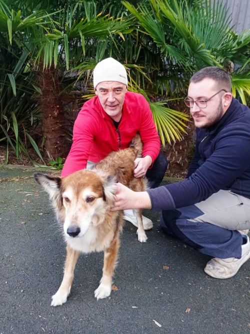 Notre mascotte Joyce et ses deux sauveteurs !